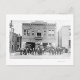 Cartão Postal Portland, OR Fire Station Horse Drawn and Men