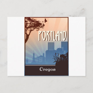 Cartão Postal Portland, Oregon Retro Arte