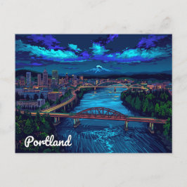 Cartão Postal Portland Oregon Skyline Mount Hood