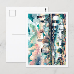 Cartão Postal Portland Oregon USA Familiar Place watercolor