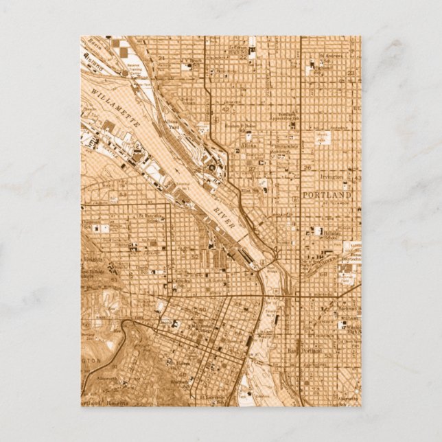 Cartão Postal Portland oregon vintage map (Frente)
