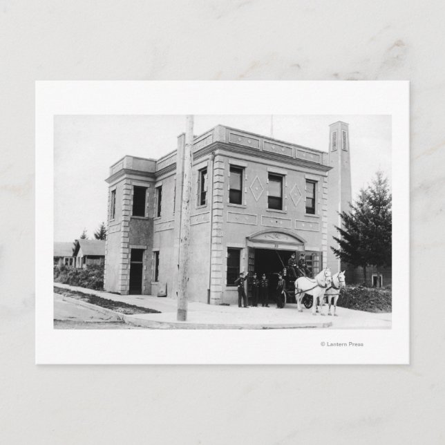 Cartão Postal Portland, OU Estação de Fogo #30 Carrinho de Caval (Frente)