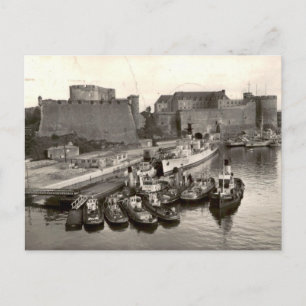 Cartão Postal Porto de Brest com Rebocadores Antigos