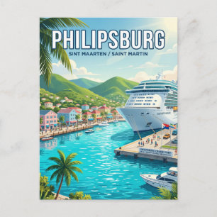 Cartão Postal Porto de Cruzeiro de Philipsburg