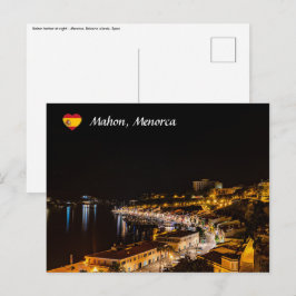 Cartão Postal Porto de Mahon à noite - Menorca, Espanha
