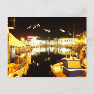 Cartão Postal Porto De Myrina À Noite