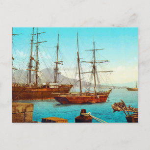 Cartão Postal Porto de Nápoles Itália 1800