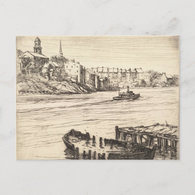 Cartão Postal Porto de Portsmouth Antigo (Frente)