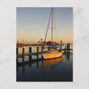 Cartão Postal Porto de Rockport, Texas ao pôr do sol