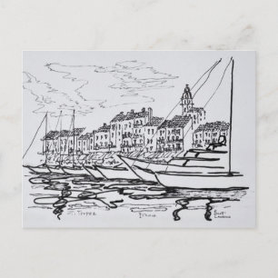 Cartão Postal Porto de Saint-Tropez Riviera Francesa, França