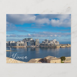 Cartão Postal Porto de Sliema e arranha-céus em Malta