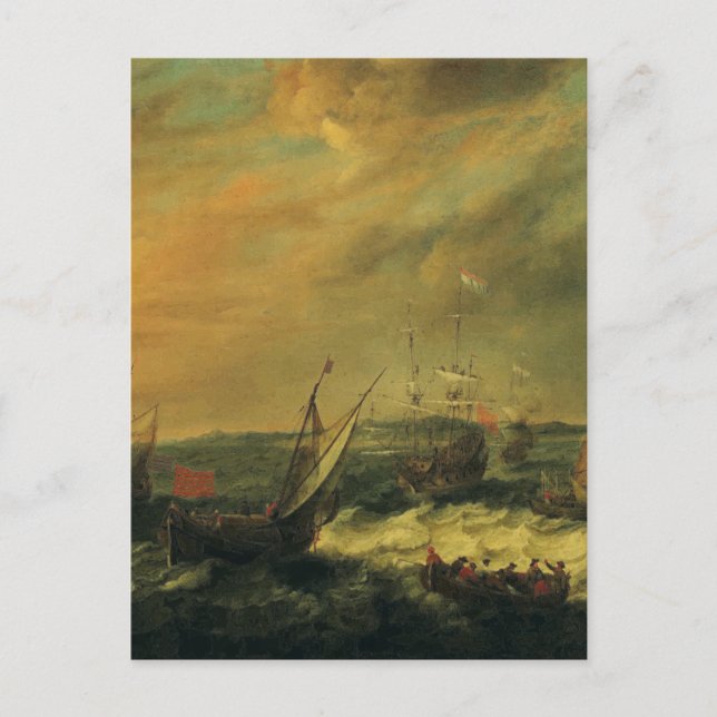 Cartão Postal Porto marítimo de Adam Willaerts (Frente)