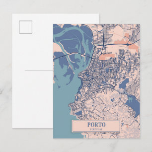 Cartão Postal Porto Portugal Mapa da Cidade Ventilada Viagem