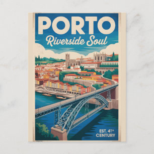 Cartão Postal Porto Portugal Retro Silhueta da Cidade Paisagem V