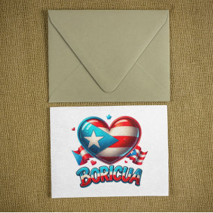 Cartão Postal Porto Rico Boricua Love Heart Flag