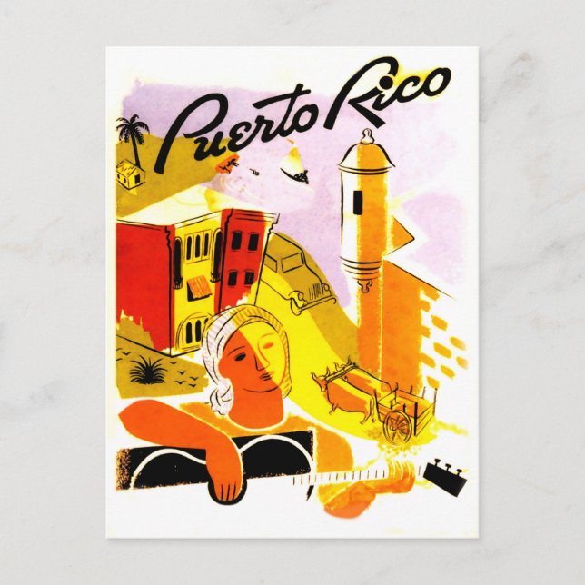 Cartão Postal Porto Rico, cidade de San Juan. guitarrista (Frente)