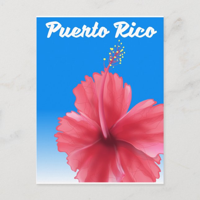 Cartão Postal Porto Rico Flor de Maga poster de viagens (Frente)