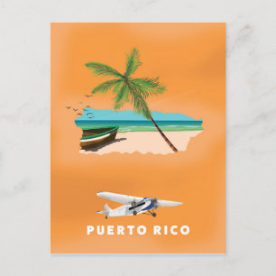 Cartão Postal Porto Rico ilustrou o poster de viagens do mapa.
