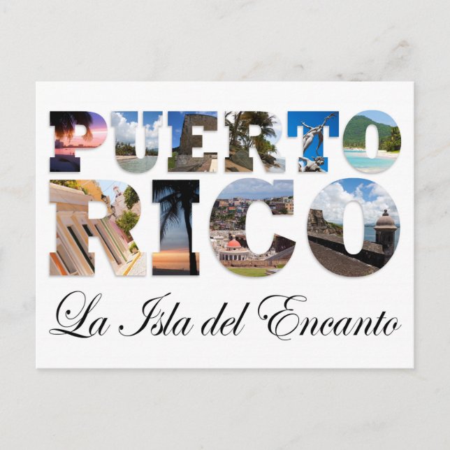 Cartão Postal Porto Rico La Isla Del Encanto Collage (Frente)