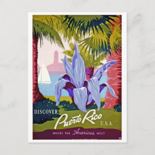Cartão Postal Porto Rico, viagens vintage postal