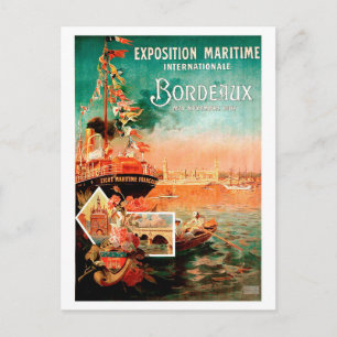 Cartão Postal Porto urbano de Bordéus, França, navio turístico,