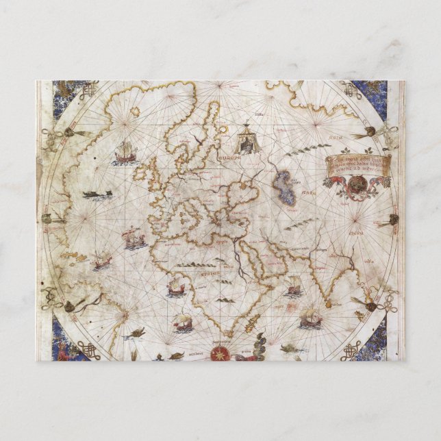 Cartão Postal Portolan Chart of the World | 1519 (Frente)