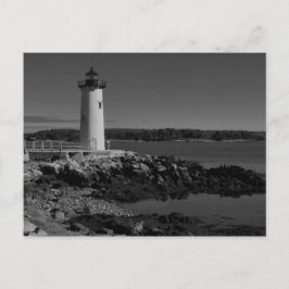 Cartão Postal Portsmouth Harbor Lighthouse-B-W