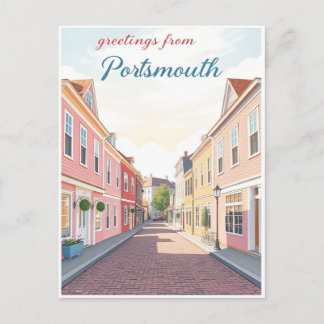 Cartão Postal Portsmouth, New Hampshire – Colonial Streets