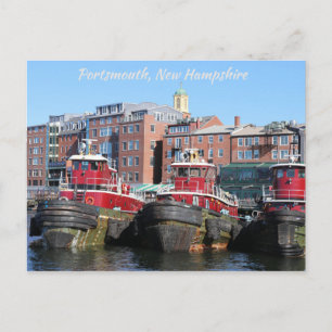 Cartão Postal Portsmouth New Hampshire Harbor Tugboat