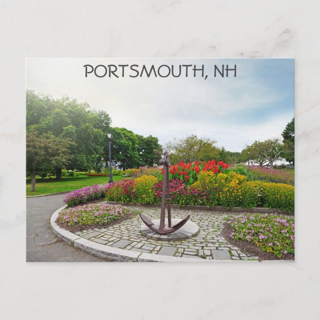 Cartão Postal Portsmouth New Hampshire Trial Gardens Viagem (Frente)
