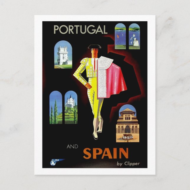 Cartão Postal Portugal e Espanha, toureiro, vintage, viagem (Frente)