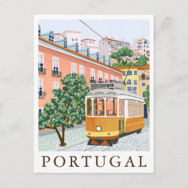 Cartão Postal Portugal Lisbon Tram Europe Travel Illustration