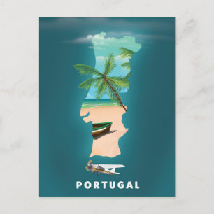 Cartão Postal Portugal Map poster de viagens.