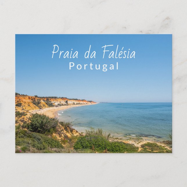 Cartão Postal Portugal Praia da Falésia na Viagem do Algarve (Frente)