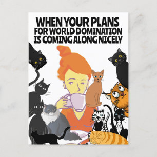CARTÃO POSTAL PÓS-CARTÃO DE DOMINAÇÃO MUNDIAL DE GATOS ART