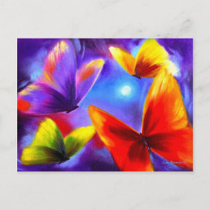 Cartão Postal Pós-Cartaz Da Pintura De Borboletas Coloridas