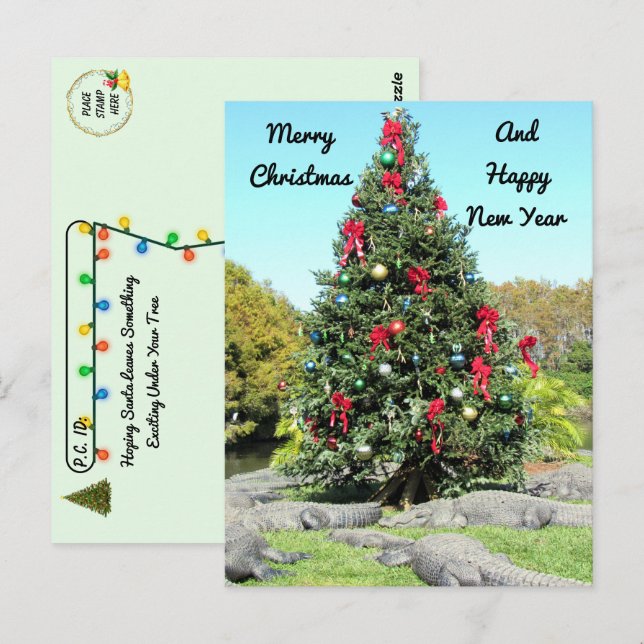Cartão Postal Pós-cruzamento - Árvore de Natal do Gator da Flóri (Frente/Verso)