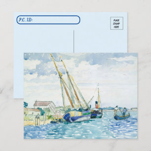 Cartão Postal Pós-Cruzamento Cena Marinha Pintura em Água