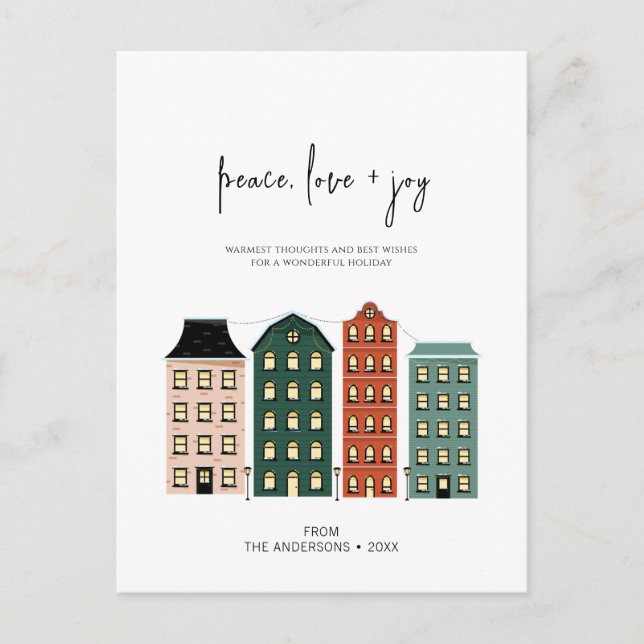 Cartão Postal Pos de Natal de Paz Moderna e Joy (Frente)