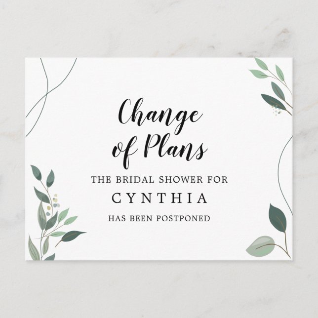 Cartão Postal Pós-pond Elegante Mínimo Simples Eucalyptus (Frente)