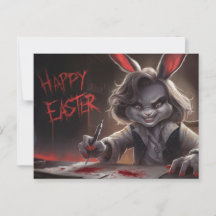 Poscards Happy Easter Femme Lapin 05