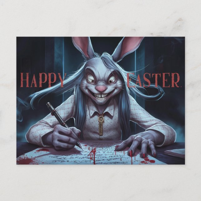 Cartão Postal Poscards Happy Easter Femme Lapin 07 (Frente)