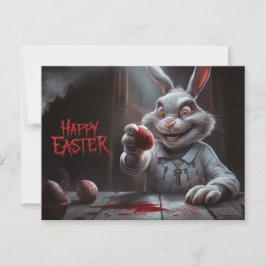 Cartão Postal Poscards Happy Easter Lapin Oeuf Horror