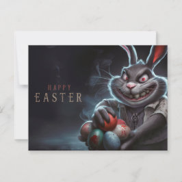Cartão Postal Poscards Happy Easter Lapin Oeuf Horror 02