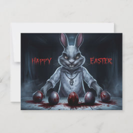 Cartão Postal Poscards Happy Easter Lapin Oeuf Horror 03