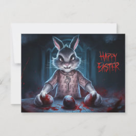 Cartão Postal Poscards Happy Easter Lapin Oeuf Horror 05
