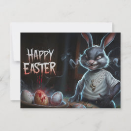 Cartão Postal Poscards Happy Easter Lapin Oeuf Horror 06