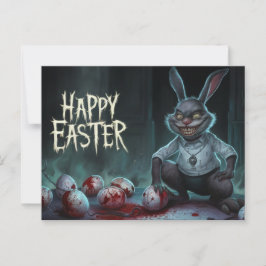 Cartão Postal Poscards Happy Easter Lapin Oeuf Horror 08