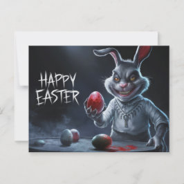 Cartão Postal Poscards Happy Easter Lapin Oeuf Horror 09