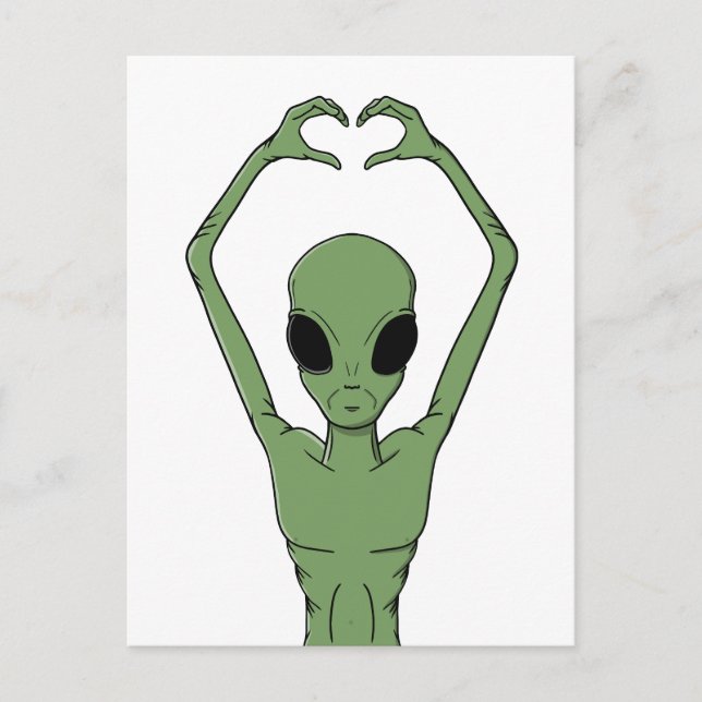 Cartão Postal Pose do Coração Alien (Frente)